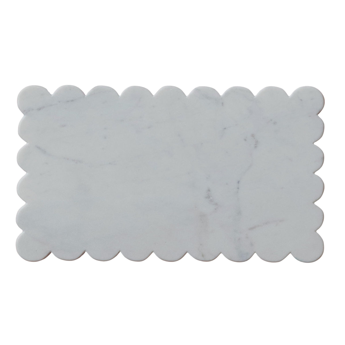 Creative Co-Op Marble Cheese Board with Scalloped Edge, White