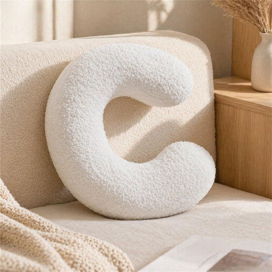 Letter Plush Pillow, Letter Hugging Throw Pillows, Decorative Initial Letter Shaped Throw Pillows for Bed Couch, Letter Pillows English Alphabet A to Z for Sofa Bedroom Living Room Decor (C)
