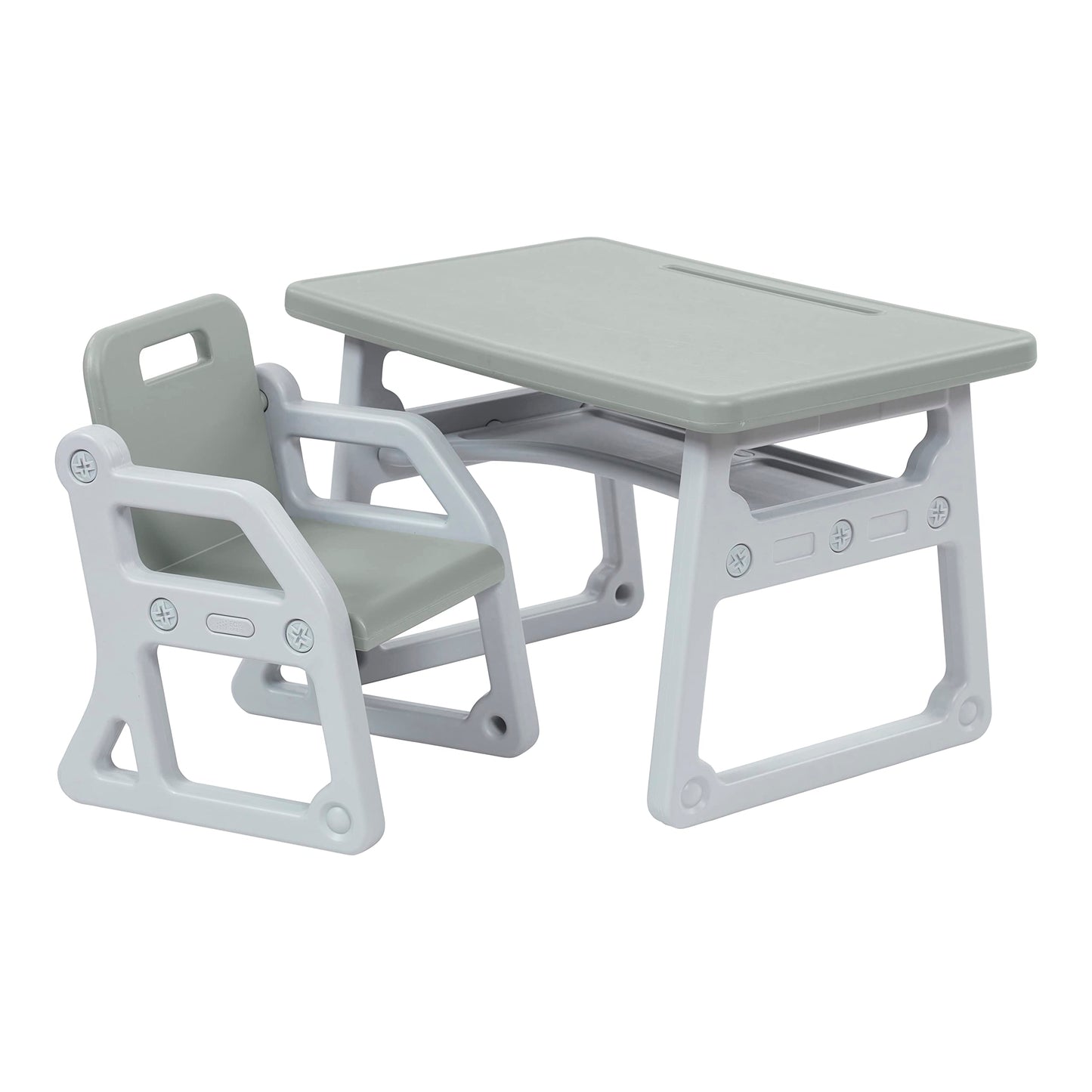 ECR4Kids Toddler Plus Desk and Chair, Kids Furniture, Grey/Light Grey, 2-Piece