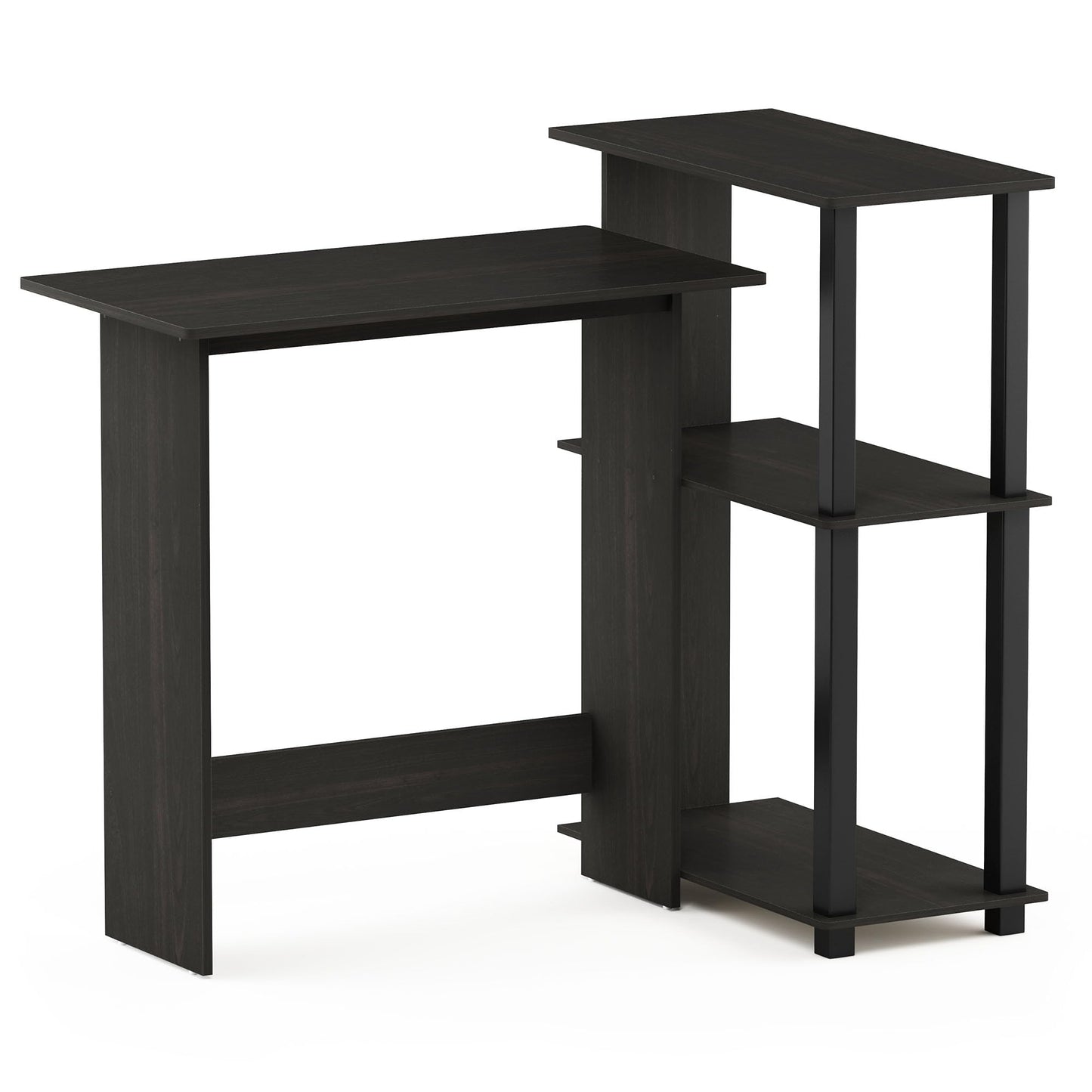 Furinno Abbott Corner Computer Desk with Bookshelf, Espresso/Black