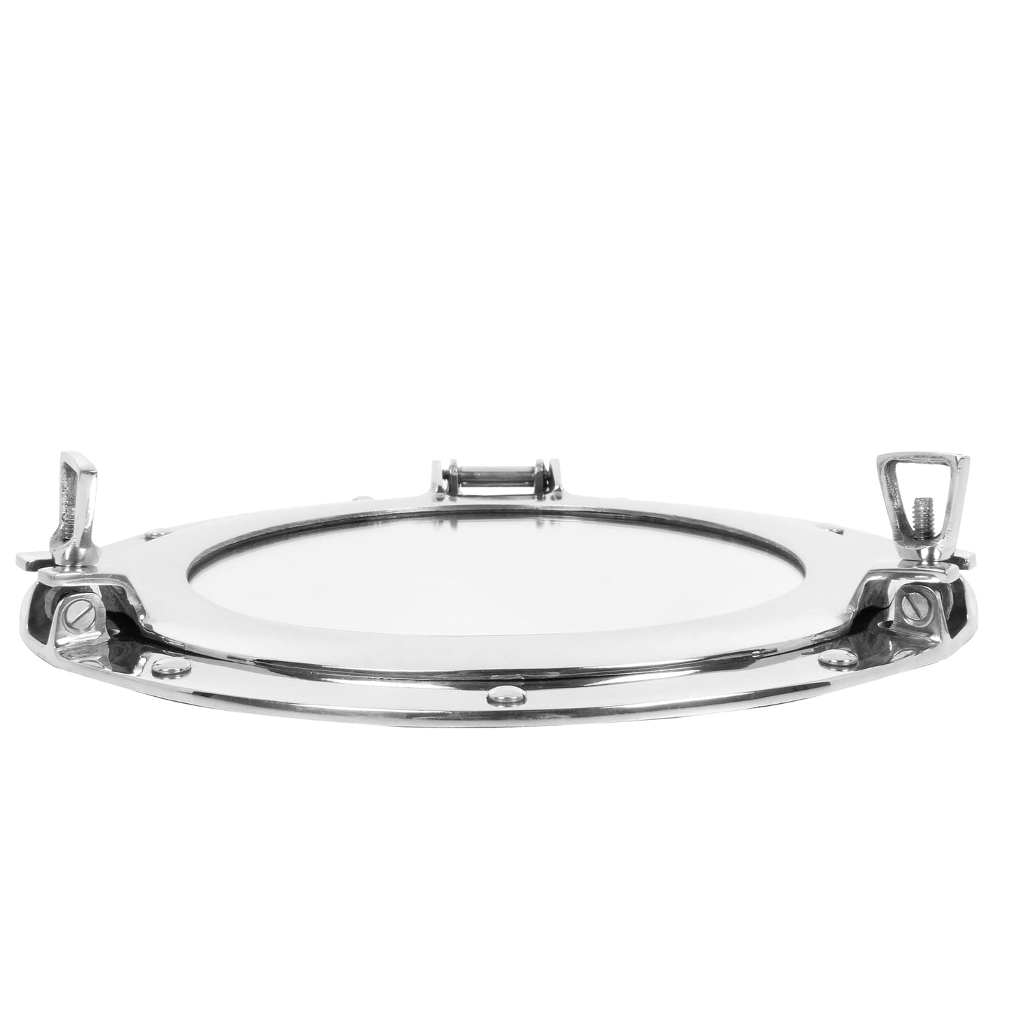 Handcrafted Trading Co. 11 Inch Nautical Porthole Mirror Chrome Finish – Decorative Rustic Accent Wall Mirror for Bathroom Living Room Bedroom Nautical Decor
