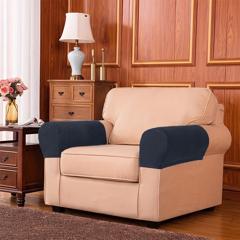 Ovrilossa 1 Pair Stretch Couch Arm Cove-r, Sofa Armrest Cove-r, Elastic Ant-i-Slip Couch Protec-t Slipcovers for Recliner Armchair
