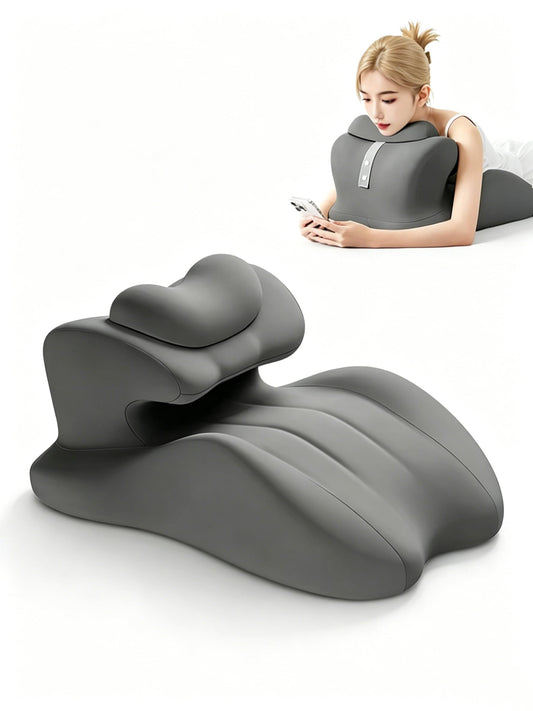 Memory Foam Hook‑Shaped Curved Wedge Pillow, Upgraded Firm Support for Back Pressure Relief & Leg Elevation, Multi‑Angle Posture Support for Reading, Gaming & Lying on Bed (Dark Gray)