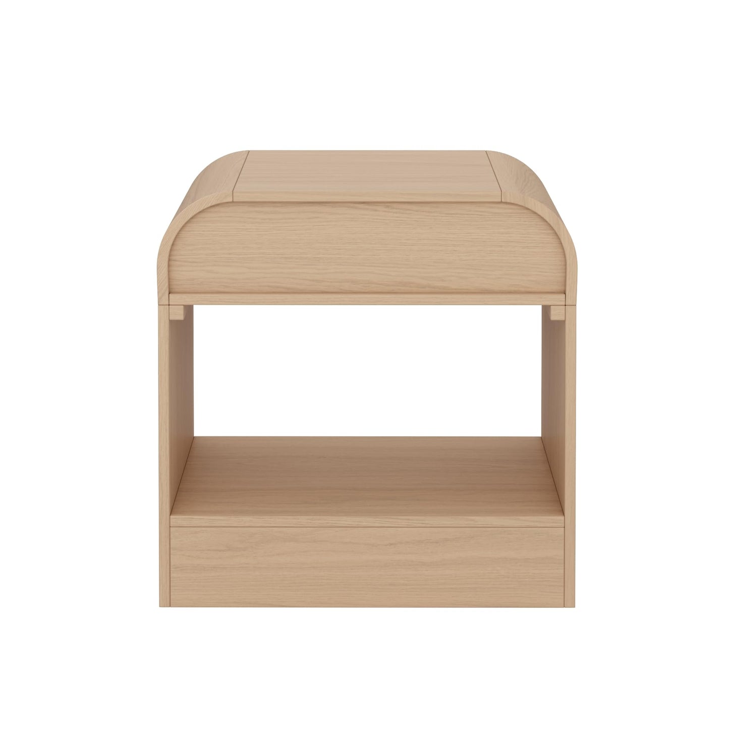 Nathan James Iris Mid-Century Modern Nightstand with Drawer, End Table with Storage for Bedroom or Living Room with Rounded Silhouette, Light Oak