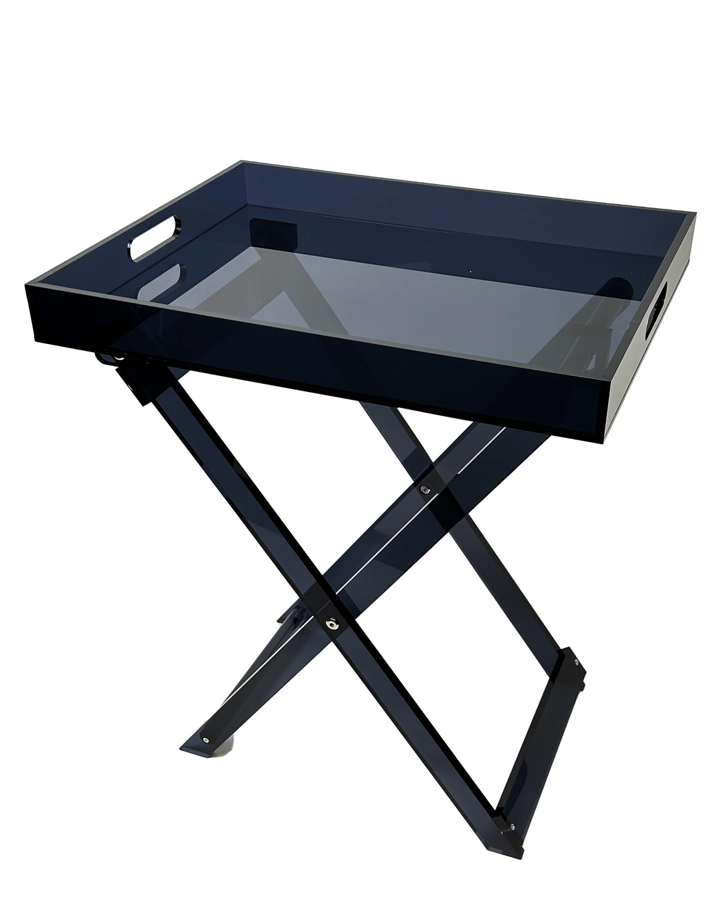 Designstyles Acrylic Folding Tray Table – Modern Chic Accent Desk - Kitchen and Bar Serving Table - Elegant Clear Design (Smoked)
