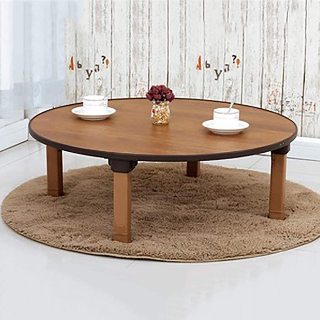 TALSAK Round Folding Tea Coffee Table, Japanese-Style Low Table, Dining Table, Study Table, Small Desk, for Tatami Sitting On The Floor Bedroom Bay Window Tea Room (Size : 70x30cm)