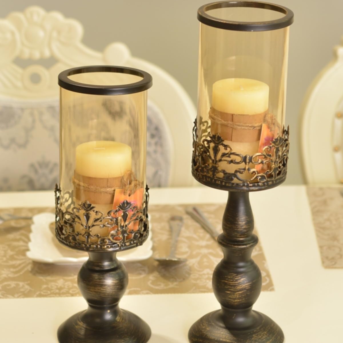 cfycfy987 Candelabra Retro Old Candlestick Home Living Room Porch Glass Ornaments Wedding Decoration Candle Holder Candle Sticks Holder(Small)