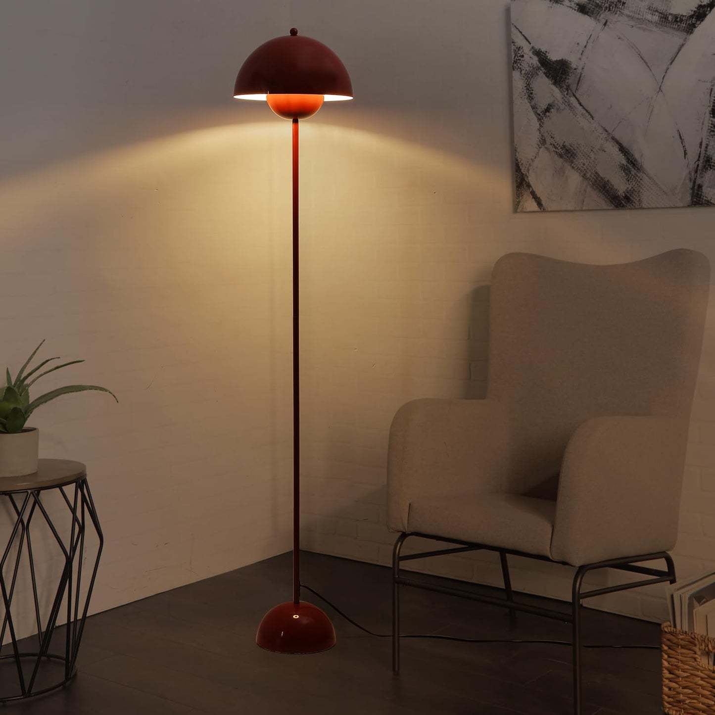 COSYLUX Modern Floor Lamp for Living Room, Industrial Tall Standing Lamp for Bedroom, Metal Shade Reflecting Light Reading Floor Lamp for Office, Nursery Room, Corner(Dark Red)