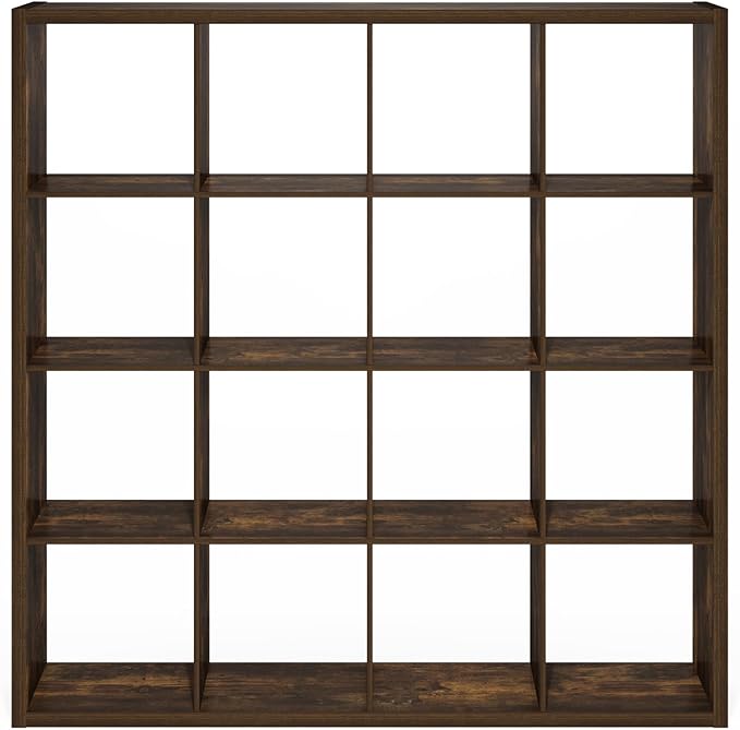 Furinno Cubicle Book Shelf, 16-Cube Bookshelf, Extra Thick Frame Reversible