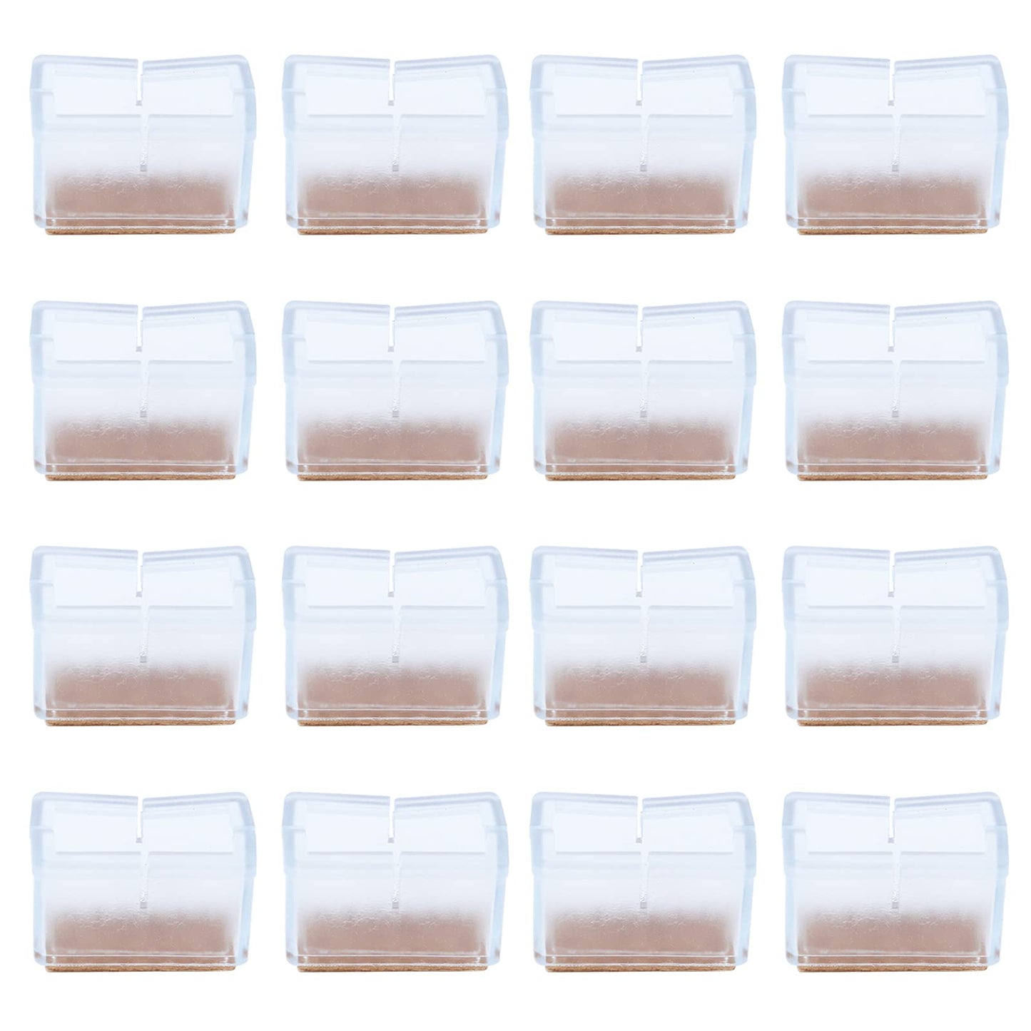 Antrader Silicon Rectangle Furniture Pads, Floor Protector Sofa Non-Slip Chair Feet Pad Table Leg Cap with Felt Pads Length 1.57in/40mm, Width 0.79in/20mm, Clear,16pcs