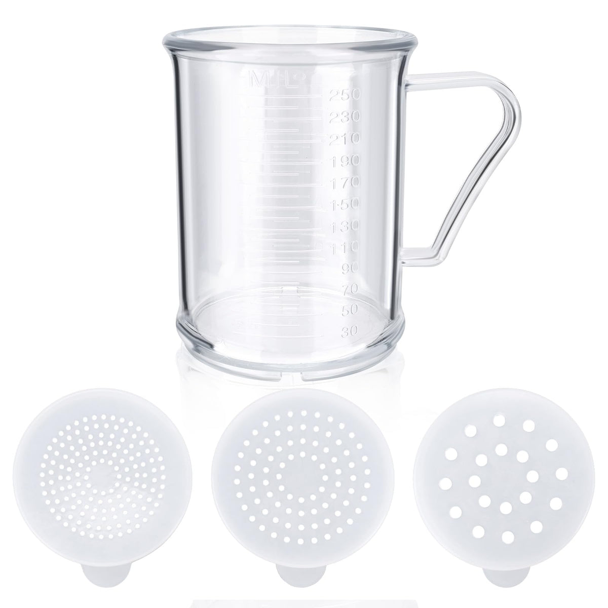 22513 Plastic Dredge Shaker with 3 Snap-on Lids, 10 oz Seasoning Sugar Spice Dispenser