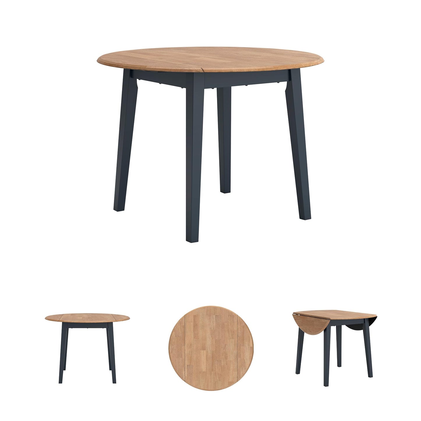Signature Design by Ashley Gesthaven Modern Dining Drop Leaf Table with 4 Legs, Light Brown & Blue