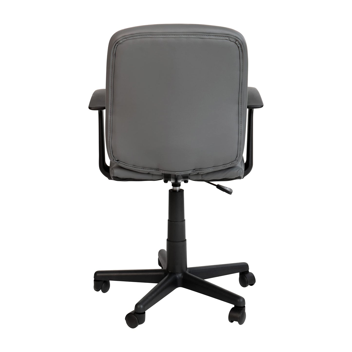Flash Furniture Clayton Mid Back Swivel Task Chair with Arms - Gray Vinyl Upholstery - Tufted Back and 360° Swivel