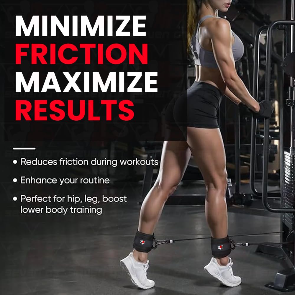 Ankle Strap for Cable Machine, Adjustable Neoprene Padded Ankle Cuffs for Glute Workouts, Kickbacks & Hip Abductors, Cable Attachment for Home Gym Fitness Equipment, Women & Men 2Pcs (Black)