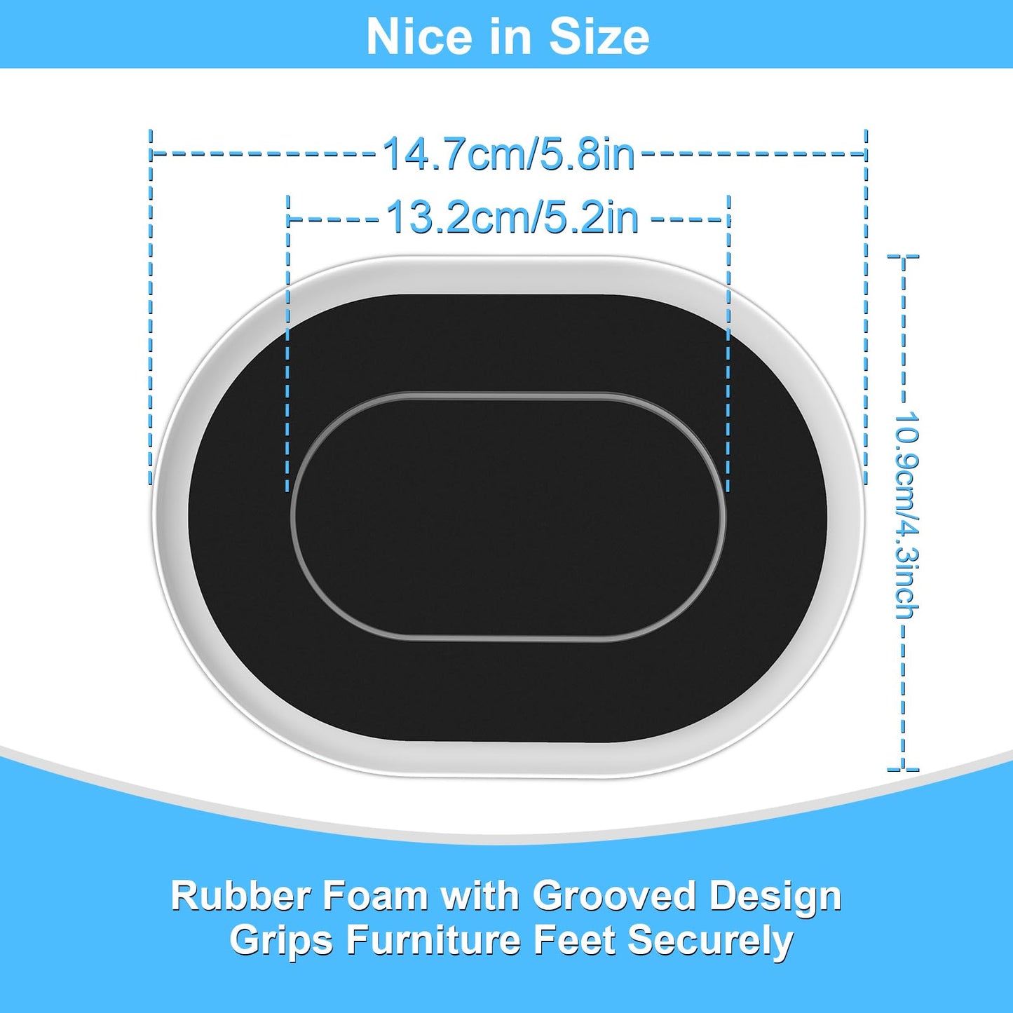 Upgrade Furniture Sliders, Furniture Sliders for Carpets, 4 PCS 5.8*4.3" Moving Pads With Anti-Slip Groove, Oval Furniture Moving Sliders for Easy Move Bed Tables Cabinet Heavy Duty, Protect Carpets
