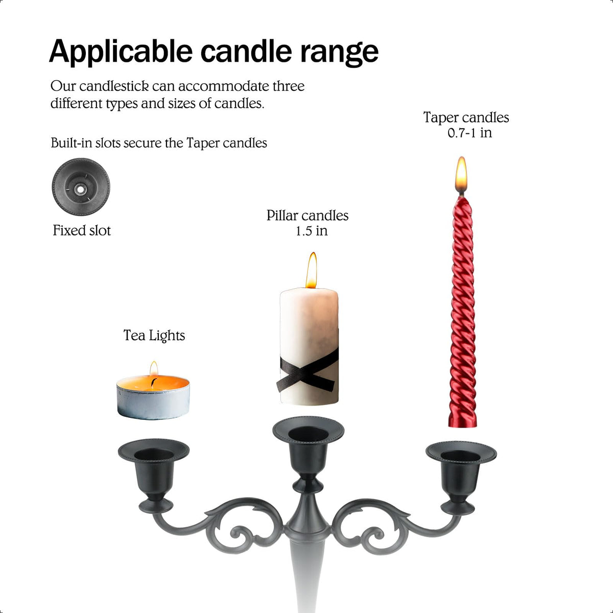 Viscacha Bronze Candle Holder，5 Arms Metal Candle Holders for Taper Candles（10.6 inch Tall Candlestick Holders, for 1/2-1 inch Pillar Candles Diameter Each）,Candelabra Centerpiece Decoration