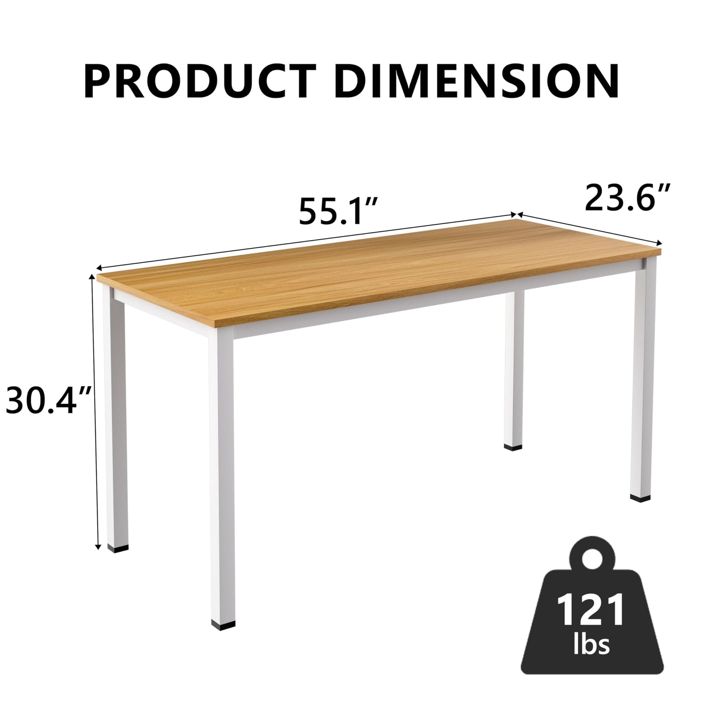 NewBeth Computer Desk for Small Space,Modern Simple Laptop Desk,Computer Table Study Writing Desk for Home Office,Dining Room,Living Room (Natural Oak, 55 * 23.5in)