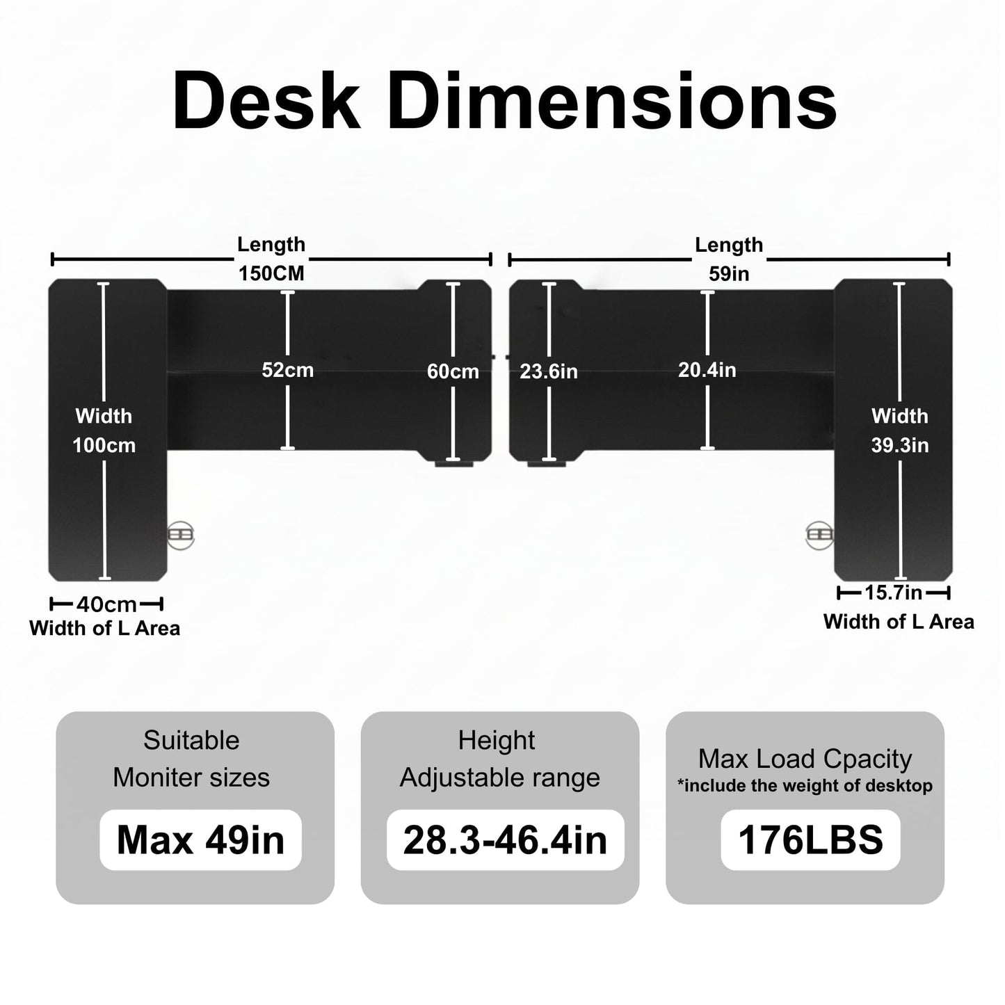 Acrolix L Shaped Electric Standing Desk - 59x40 Inch Reversible Corner Sit Stand Desk with Hook&Cup Holder,Electric Height Adjustable Table,for Home Office Gaming Computer Desk, Oak