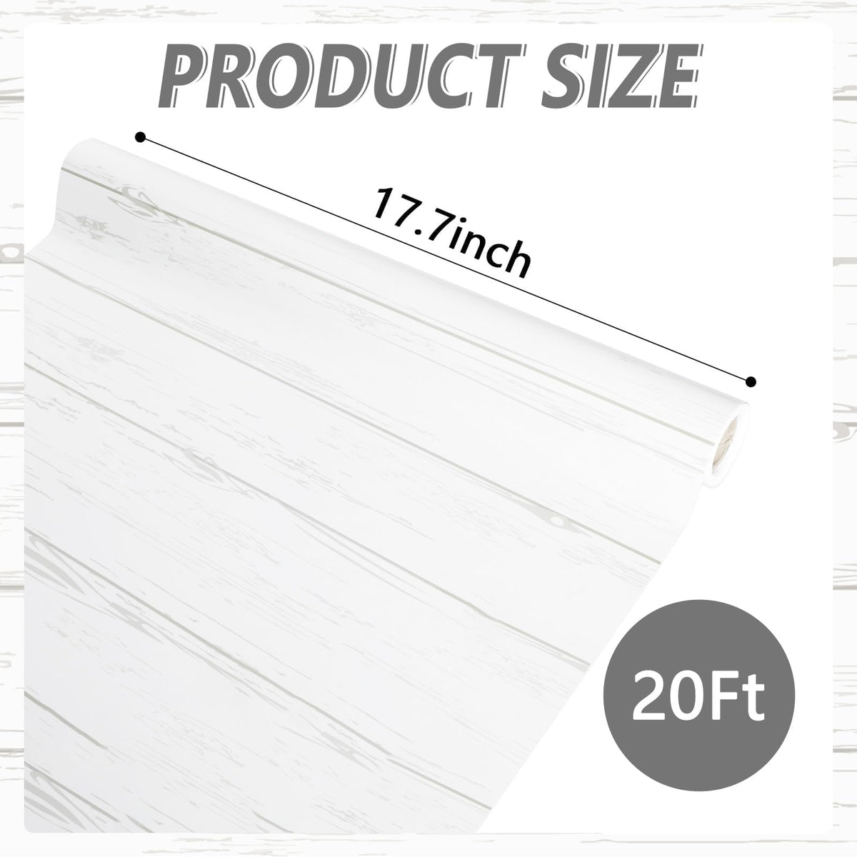Qyeahkj Rustic Bulletin Board Paper Roll - White Wood Grain Background Paper, Fade Resistant - 17.7in x 20ft for Arts, Crafts & Classroom Supplies
