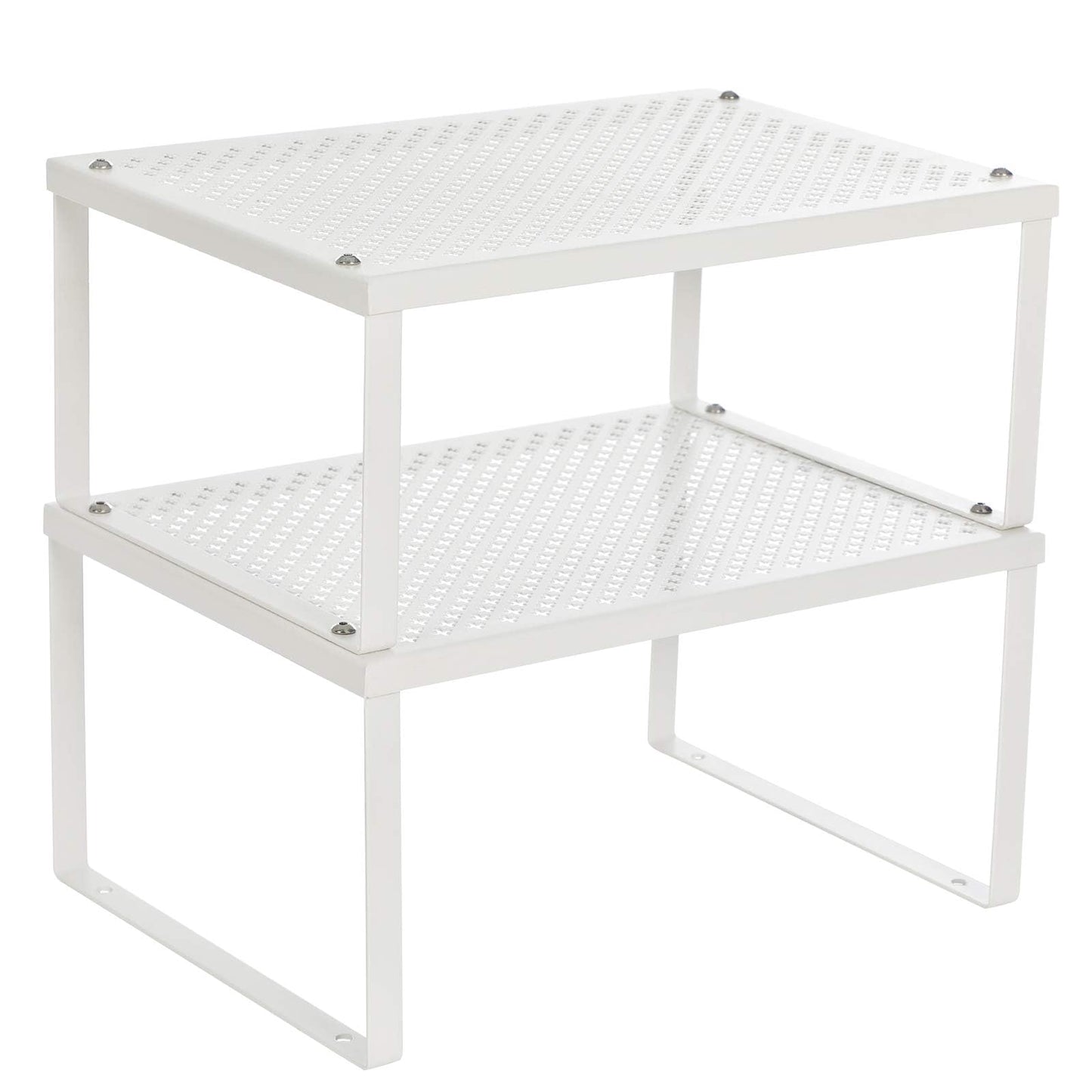 SONGMICS Spice Racks, Set of 2 Metal Cabinet Shelf Organizers, Countertop Organizers, Shelf Risers, Stackable, Expandable, White UKCS01WT