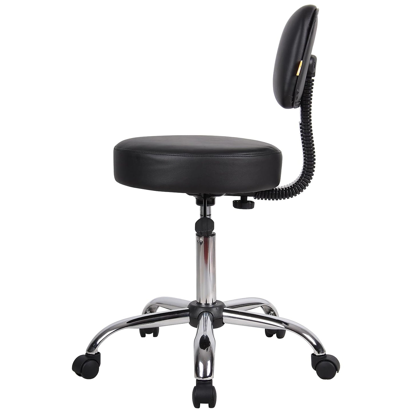 Boss Office Products B245-BK Be Well Medical Spa Stool with Back, Black