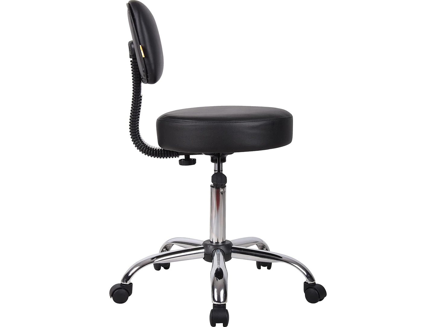 Boss Office Products B245-BK Be Well Medical Spa Stool with Back, Black