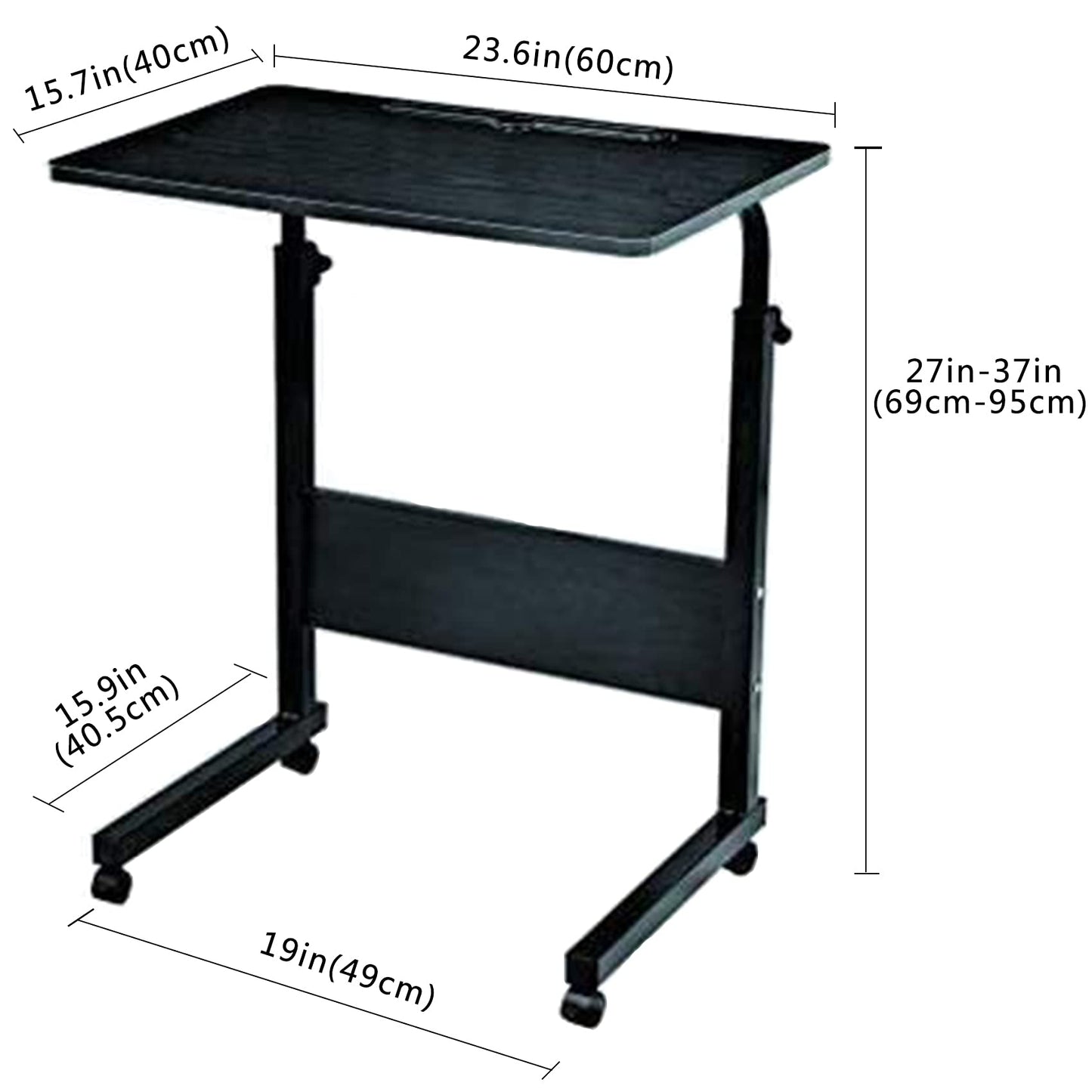 SANGFOR Standing Desk Adjustable Laptop Desk with Tablet iPad Slot Portable Desk for Laptop with Wheels Mobile Workstation Stand up Desks for Home Office (Black)