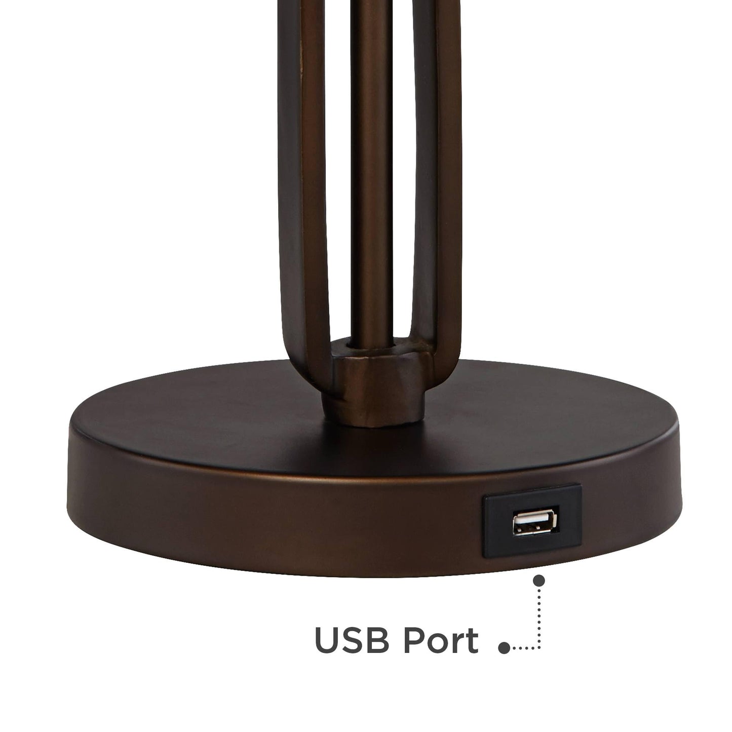 Franklin Iron Works Samuel 21 1/4" High Small Farmhouse Rustic Traditional Desk Lamps Set of 2 USB Port Swing Arm with Socket Brown Bronze Finish Metal Shade Home Office Living Room Charging Bedroom