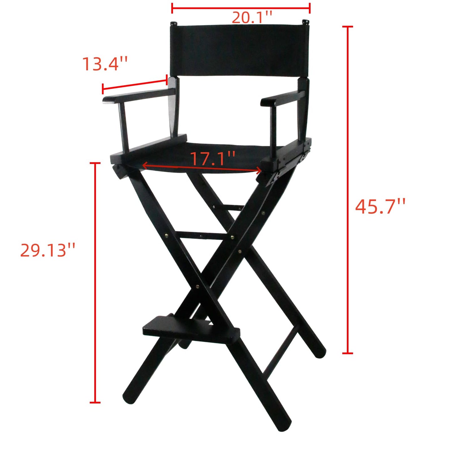 GDGYOFN 30 Inch Directors Chairs Foldable, Folding Makeup Artist Chair with Portable Footrest - Solid Hardwood Frame, 250lb Capacity, Black - for Professional Salon, Home Studio & Photography