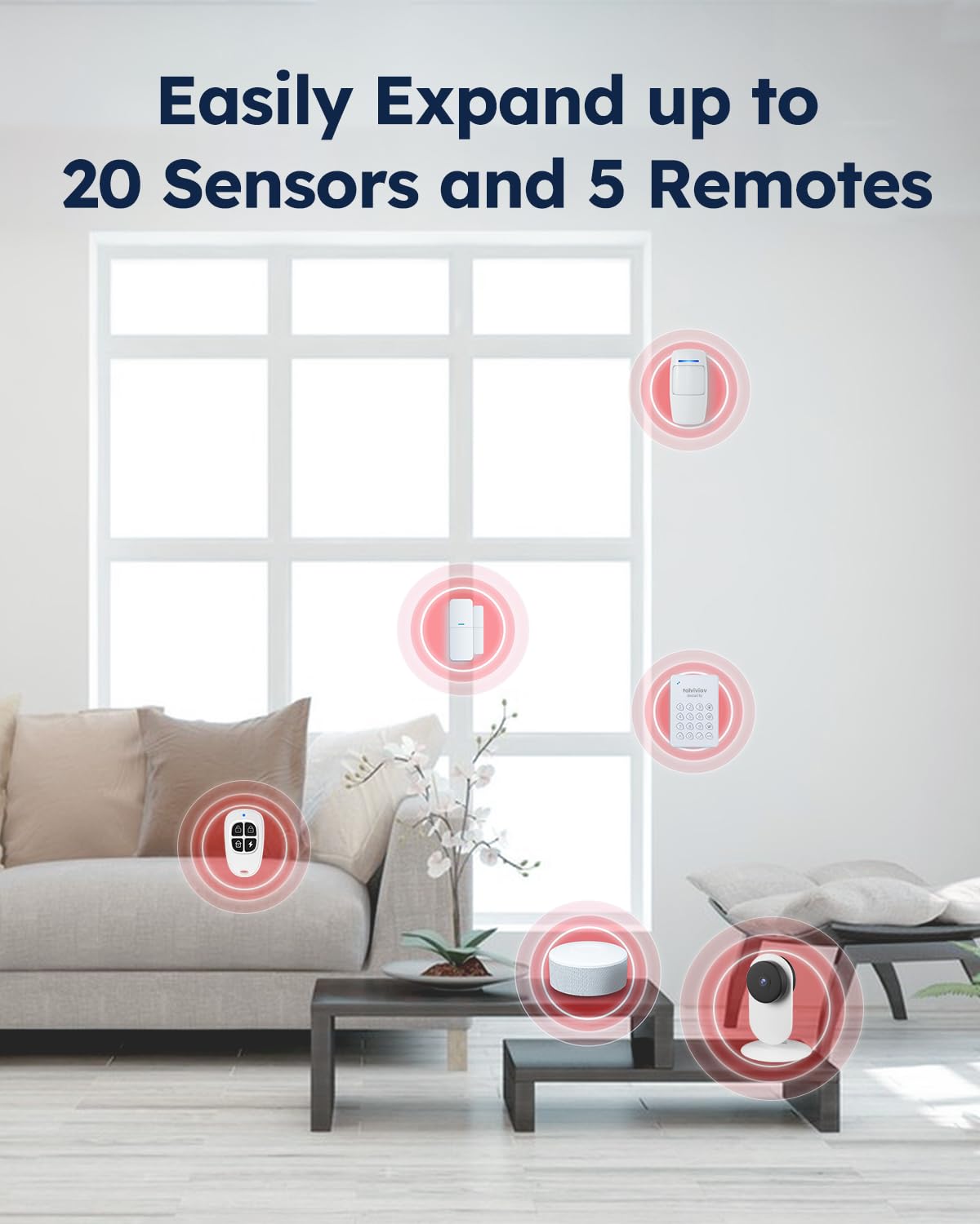 WiFi Door Alarm System, Wireless DIY Smart Home Security System, with Phone APP Alert, 8 Pieces-Kit (Alarm Siren, Door Window Sensor, Remote), Compatible with Alexa, for House, Apartment by tolviviov
