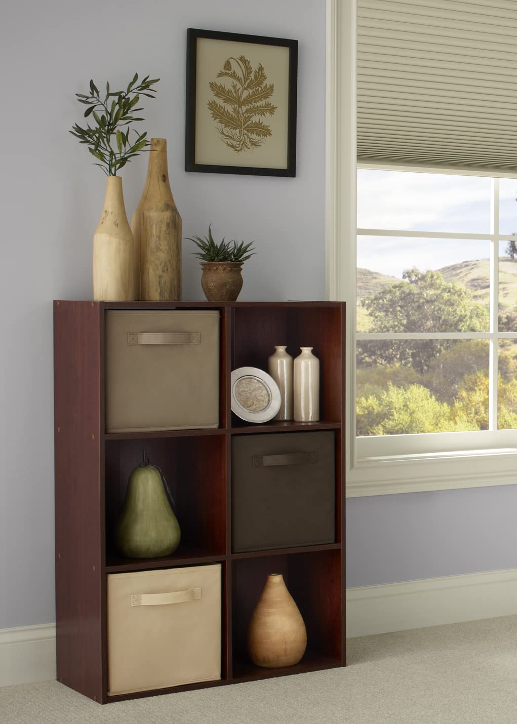 ClosetMaid Cubeicals 6 Cube Storage Shelf Organizer Bookshelf, Stackable, Vertical Or Horizontal, Easy Assembly, Wood, Dark Cherry Finish