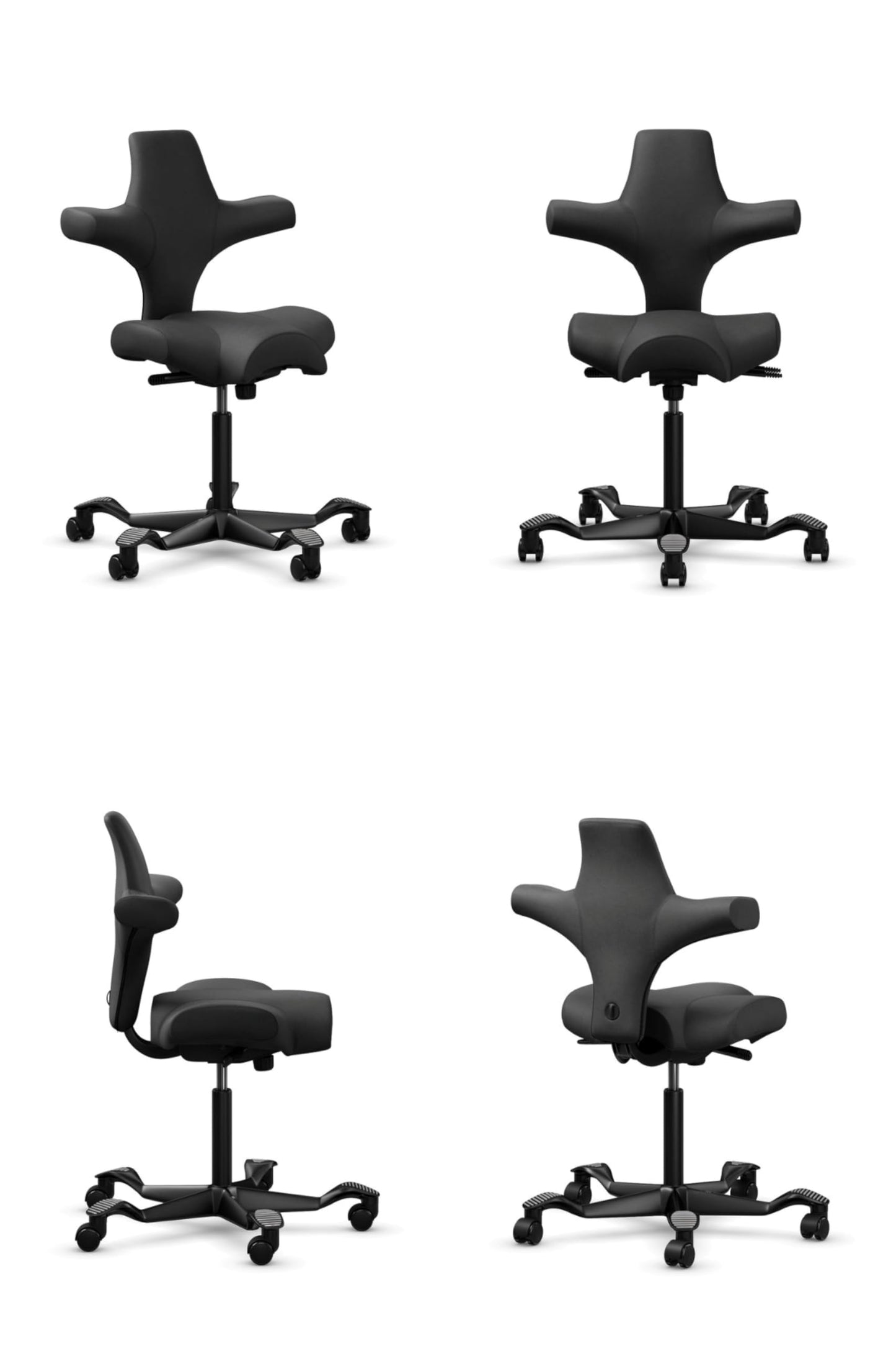 HAG Capisco Adjustable Sit to Stand Desk Chair - Black Frame - Polyester Black Seat