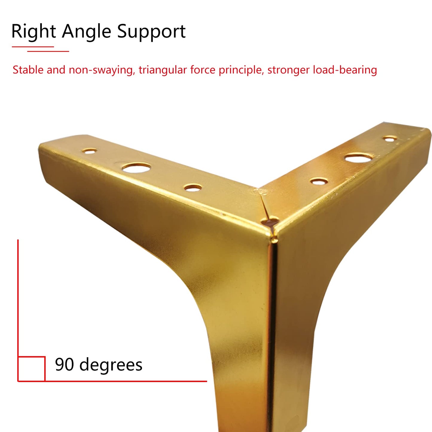 M MIMHOOY 6 Inch Furniture Legs, Set of 4 Metal Furniture Legs Modern Triangle Feet Luxury Gold for Sofa Cabinet Cupboard Couch Chair Ottoman