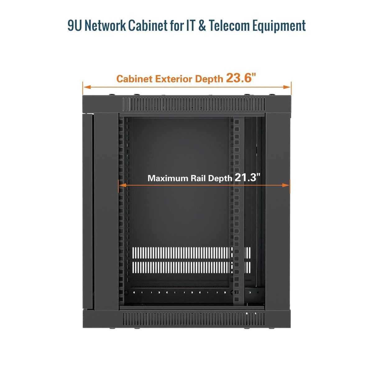 Tecmojo 9U Wall Mount Rack Cabinet, Heavy-Duty 176 Lbs High Load Capacity, 19” Enclosed Server Network Rack with 2 Colling Fans, Mesh Door, 23.6” Deep – Elite Collection