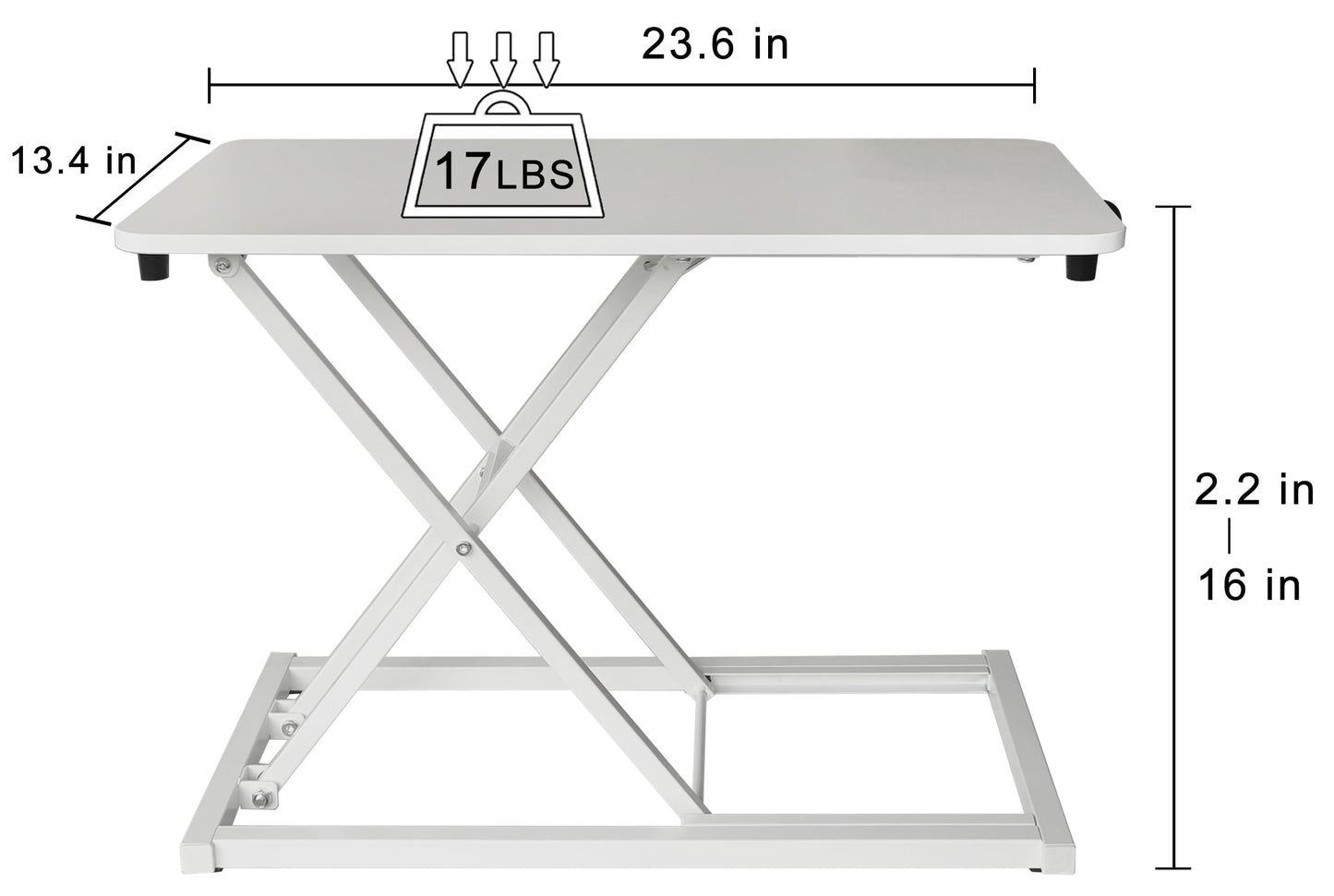 Aconcept Extra-Slim 24 x 14 inch White Lift Standing Desk Converter, Manual Adjustable Height Sit Stand up Desk Riser, Compact for Monitor or Laptop Workstation