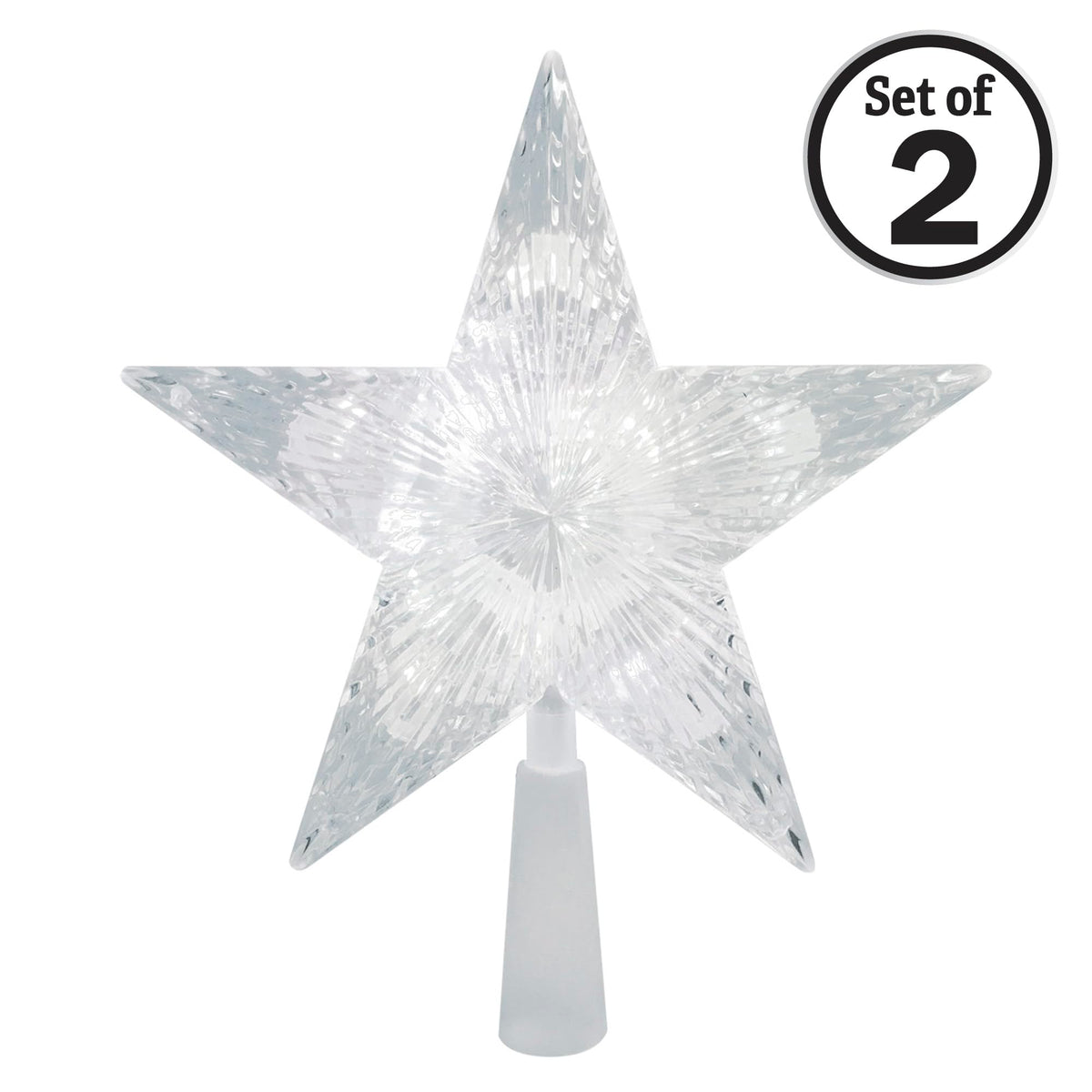 Brite Star Battery Operated 10 Lt Pentagram Star LED Tree Topper, Pure White (Set of 2)
