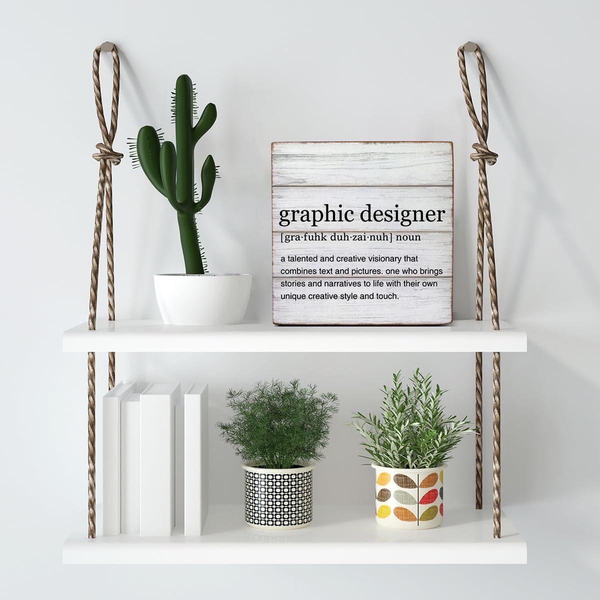 Graphic Designer Gifts Graphic Designer Definition Quotes Wooden Box Sign Desk Decorative Wooden Sign Home Office Decor for Desk Table Shelf 5 x 5 Inches
