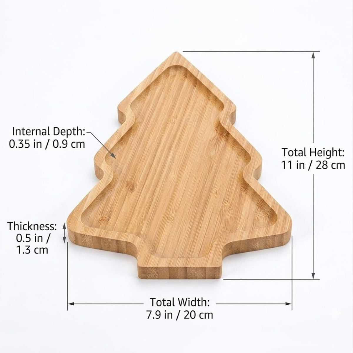 LUOZZY Christmas Tree Candy Dish Wooden Snack Serving Tray 11"x7.9"