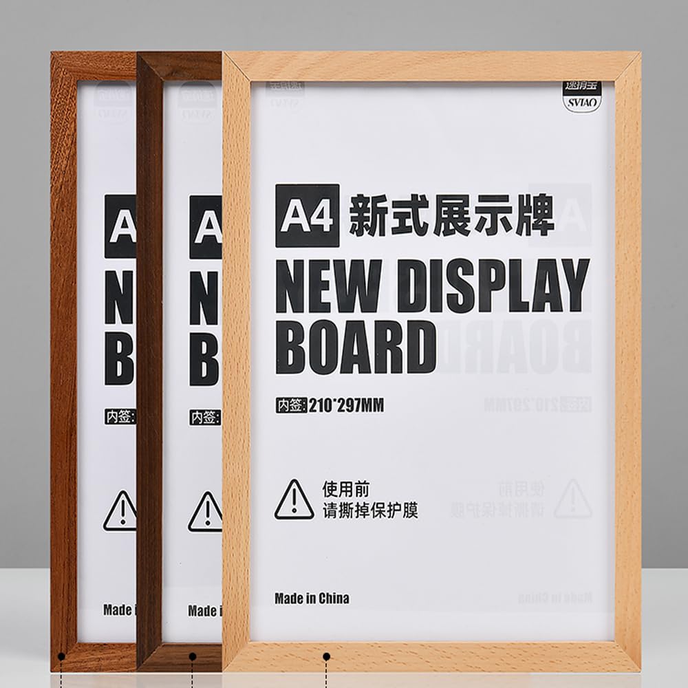 ECKEK Wall Mount Acrylic Sign Holder Self Adhesive Magnetic Display Frame Clear Document Frame for Office, Store, School, Home, Wall Picture Frame (Beech A5 148×210mm/5.83×8.27inches)
