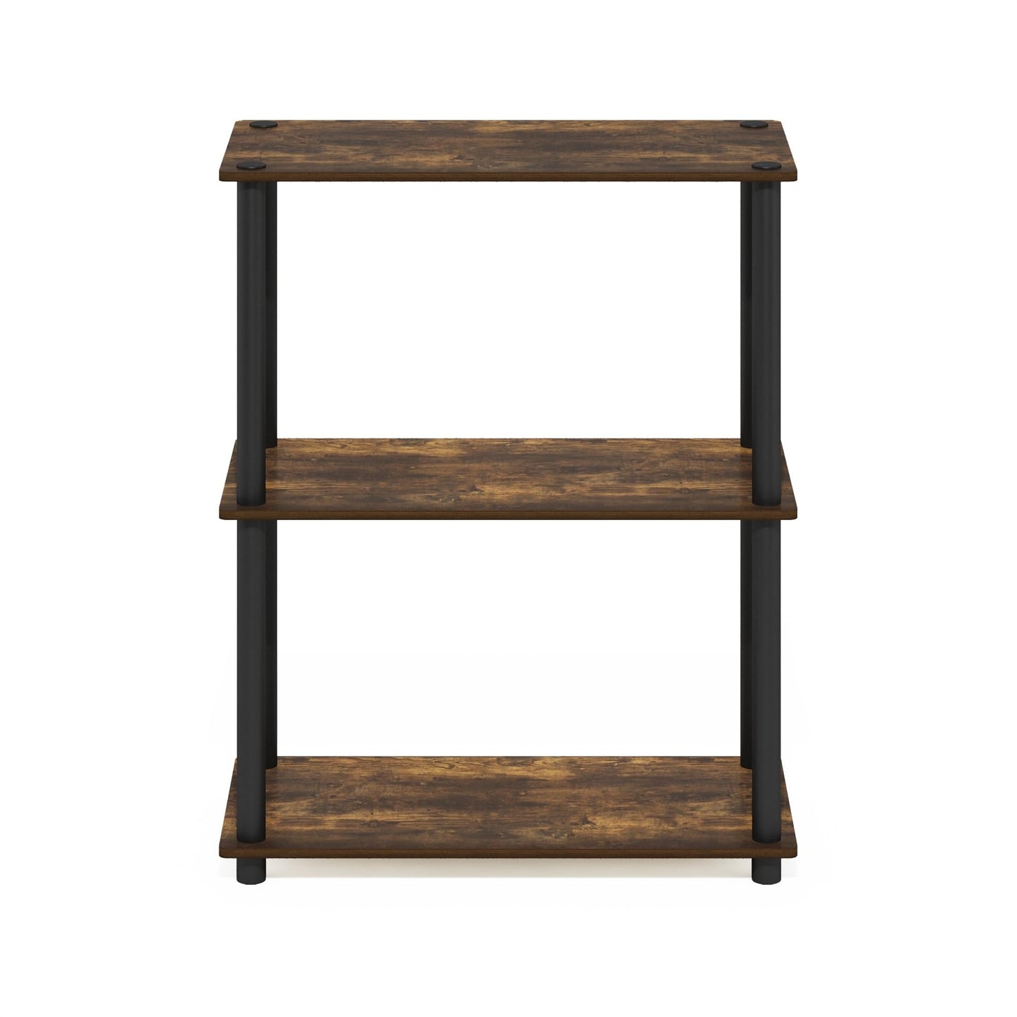 Furinno Turn-N-Tube Storage Shelves, 3-Tier Book Shelf, Corner Shelf, Toolless Open Shelves, for Organization and Storage, Living Room, Garage, Home Office, Amber Pine
