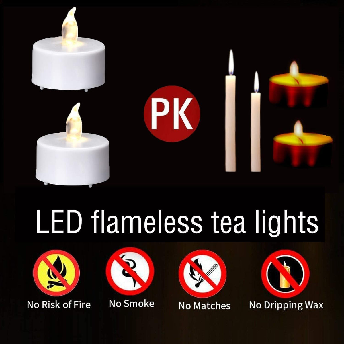 Tea Lights Flameless Battery Operated Candles-50 Pack LED Electric Flickering Votive Candle Long Lasting 200 Hours, Realistic and Bright for Seasonal Festive Celebrations Decoration Warm White