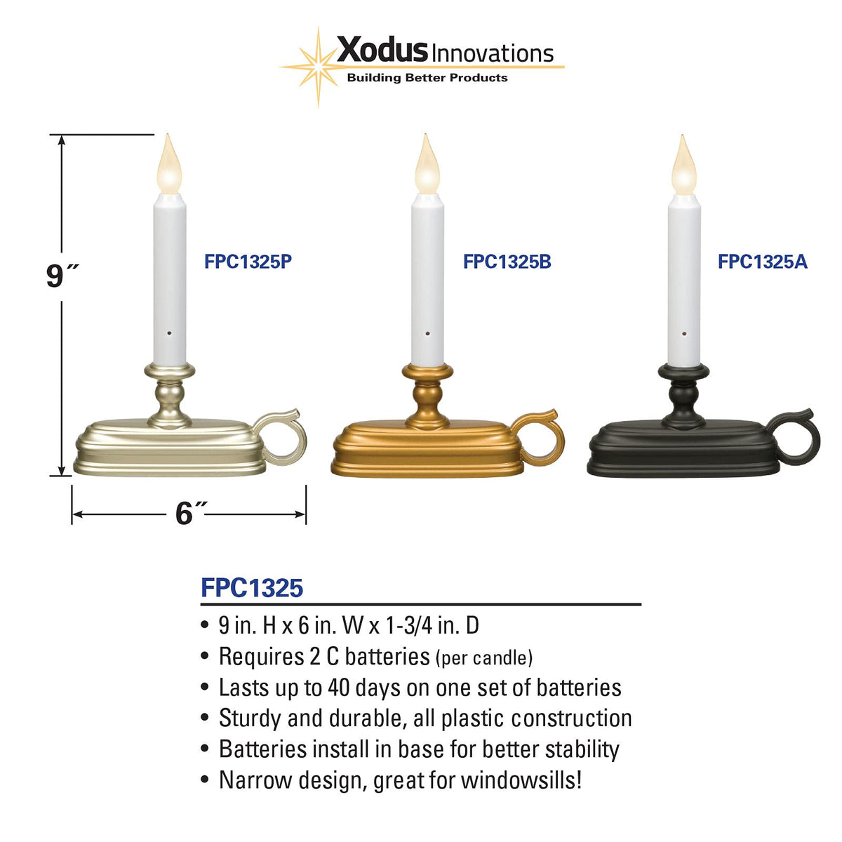 Xodus Innovations FPC1325A-6 Battery Operated LED Window Candle with New Hot Spot Technology and Dusk to Dawn Sensor and Choice of Amber or White Flame Pack of 6 Aged Bronze/Black