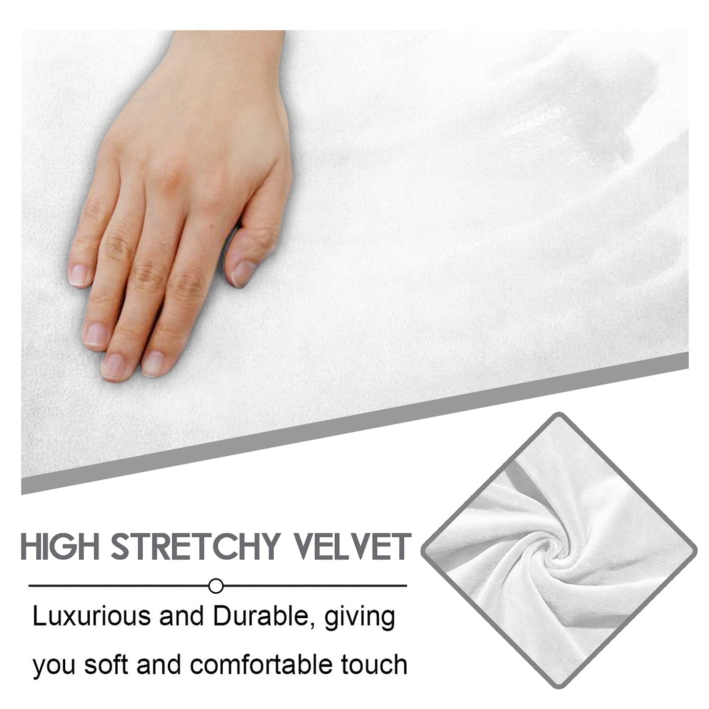 ULTICOR Velvet 8-Pieces Recliner Sofa Covers Stretch Reclining Couch Covers for 3 Cushion Reclining Sofa Slipcovers Furniture Covers Thick Soft Washable (3 Seater Recliner Cover, White)