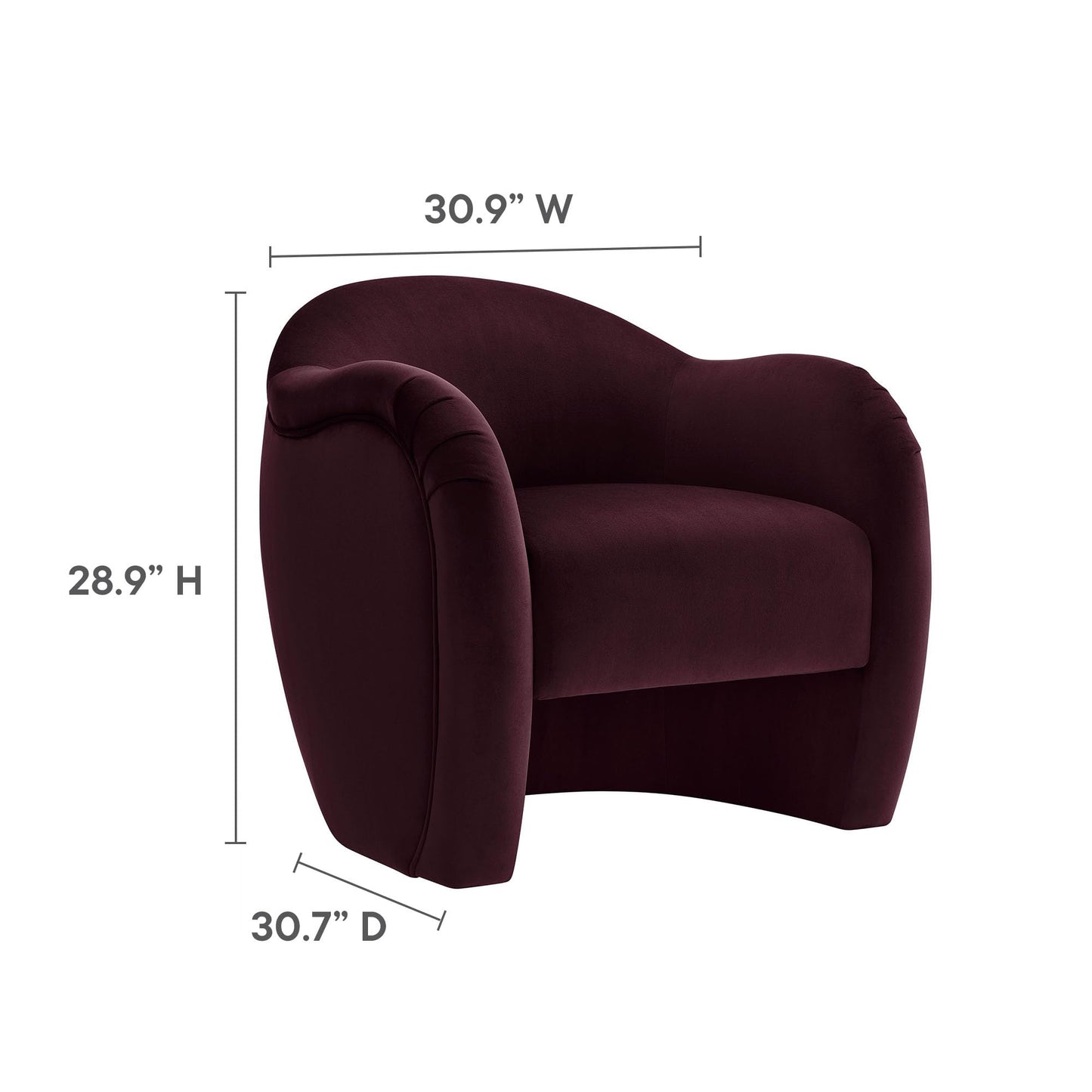 Modway Compose Barrel Chair with Performance Velvet Fabric in Mulberry – Upholstered Accent Armchair with Curved Backrest – Cozy Lounge Chair for Reading – Round Comfy Single Sofa Club Chair
