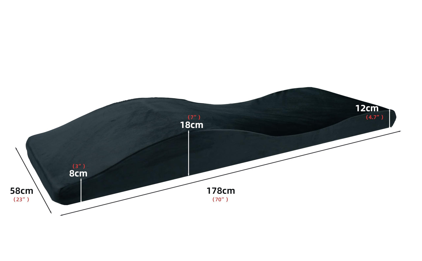 ENDELLE Lash Bed Topper,Curvy Massage Foam Cushion for Salon, Ergonomic Massage Topper with Removable Cover-70×23"