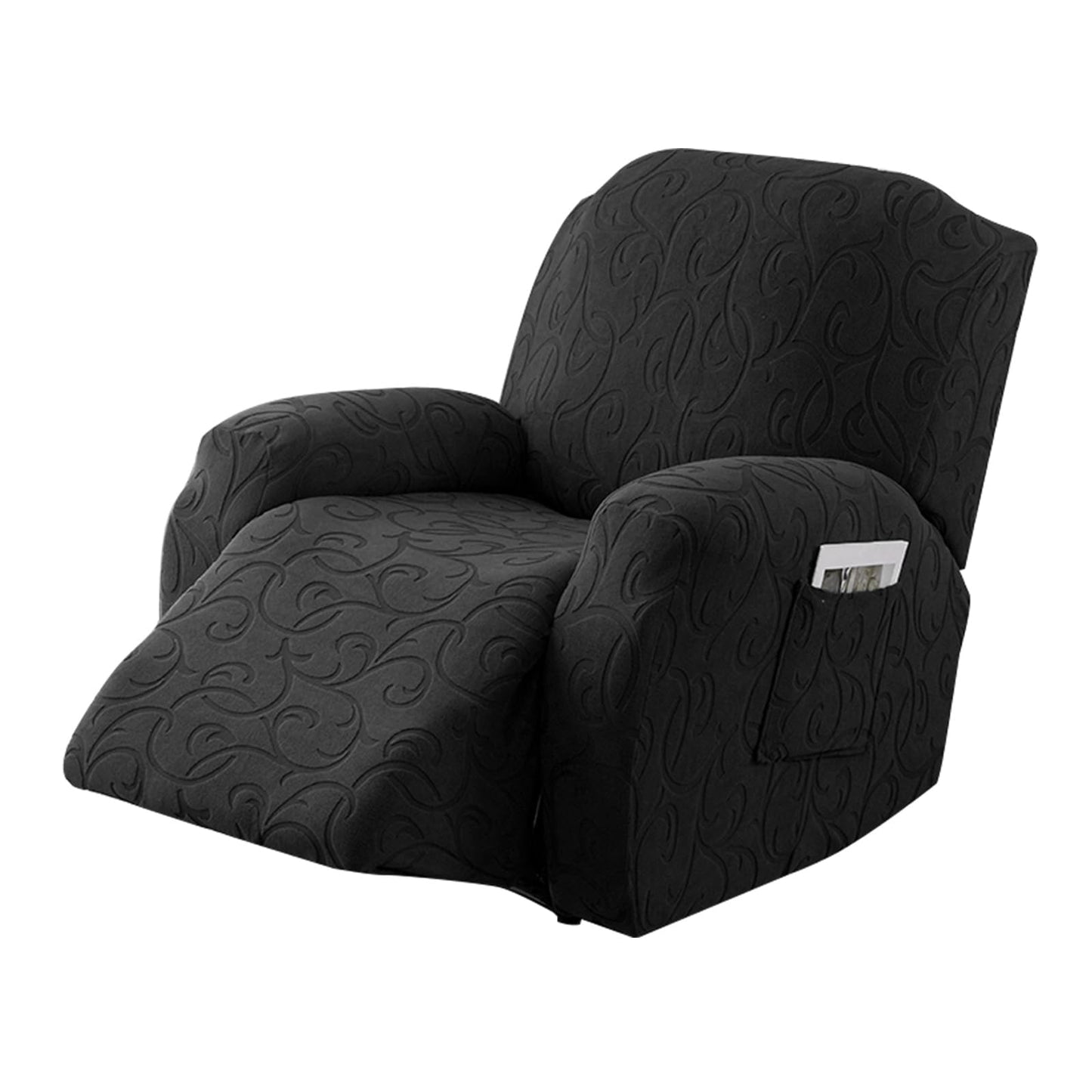 YUEANG 4 Pieces Recliner Cover Stretch Sofa Slipcover, Sofa Couch Cover for Reclining Couch 1 Seat, Washable Furniture Protector with Elastic Bottom for Kids, Dog