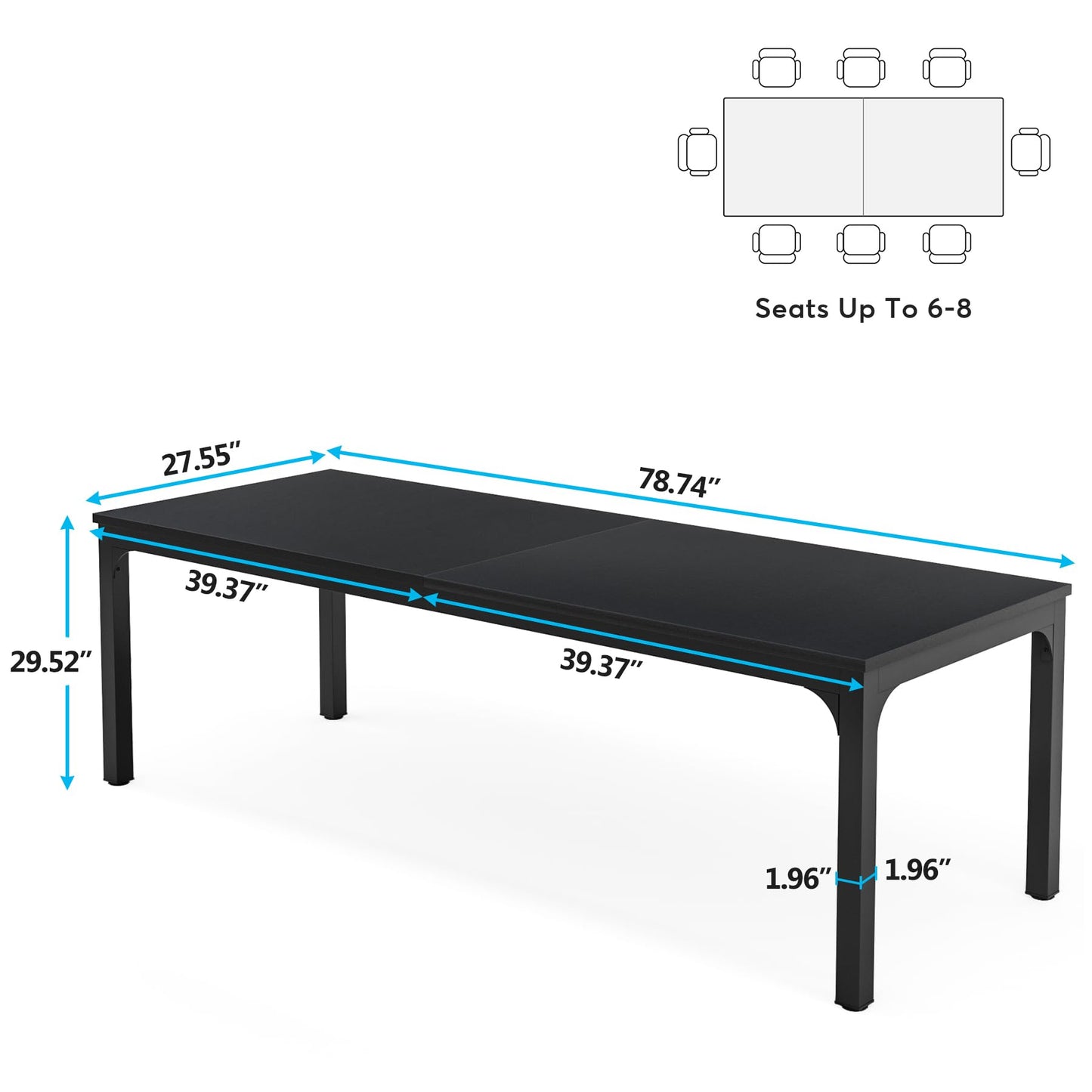 Tribesigns 6.5FT Conference Table, 78.7-Inch Rectangle Meeting Seminar Table, Large Business Tables for 6-8 People (Only Table)