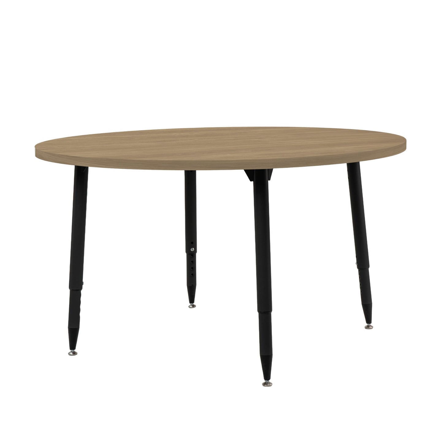 Adapte Commercial Classroom Activity Table - 48" Round Woodgrain, ADA Compliant Tapered Legs with Glides & Casters, Adjustable Height 22-34" Wheelchair Accessible, School & Office Furniture