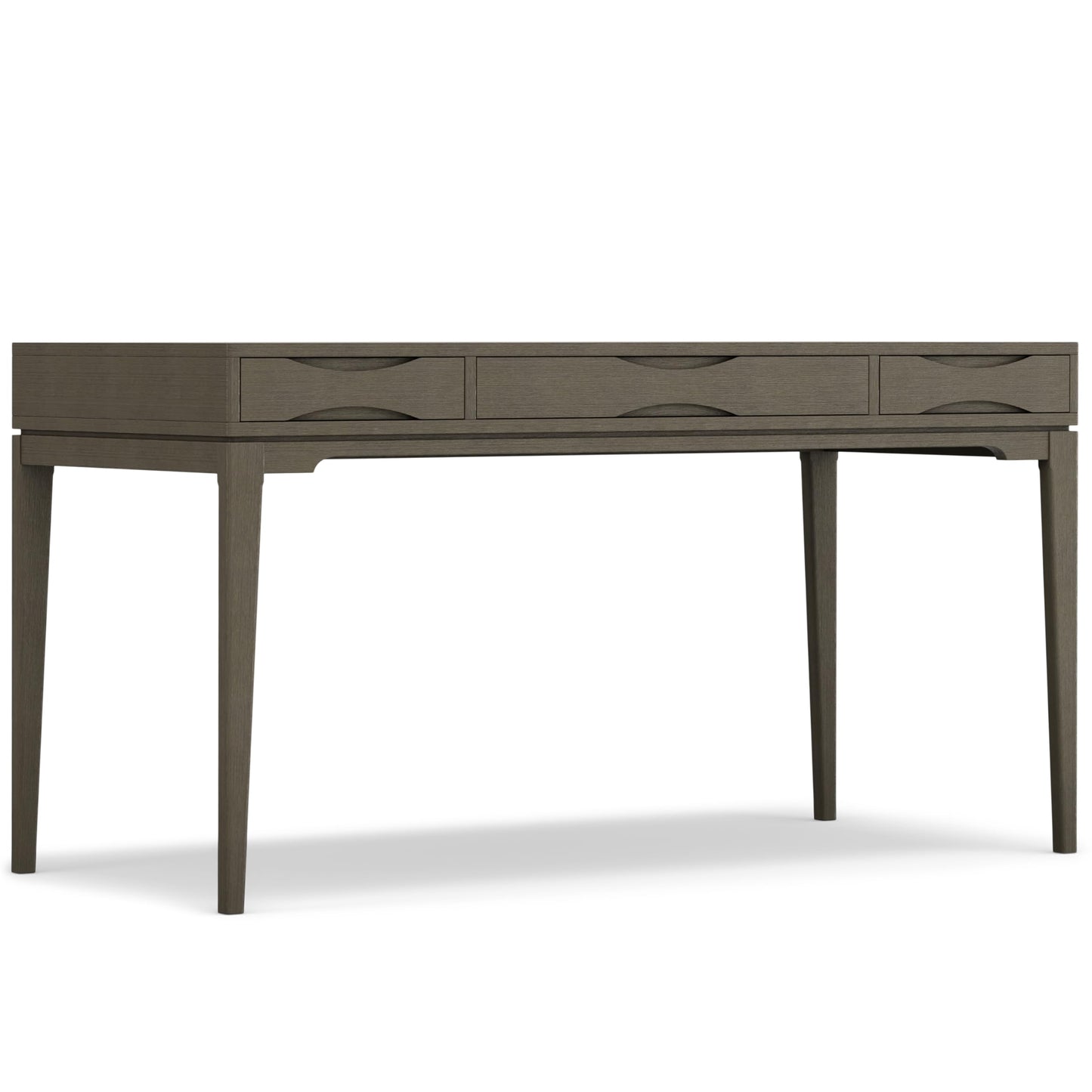 SIMPLIHOME Harper Desk - 60 Inch Wide Solid Wood Writing Desk in Farmhouse Grey, Mid-Century Modern Home Office Computer Table for Workspace or Study with 2 Drawers and Flip-Down Keyboard Tray