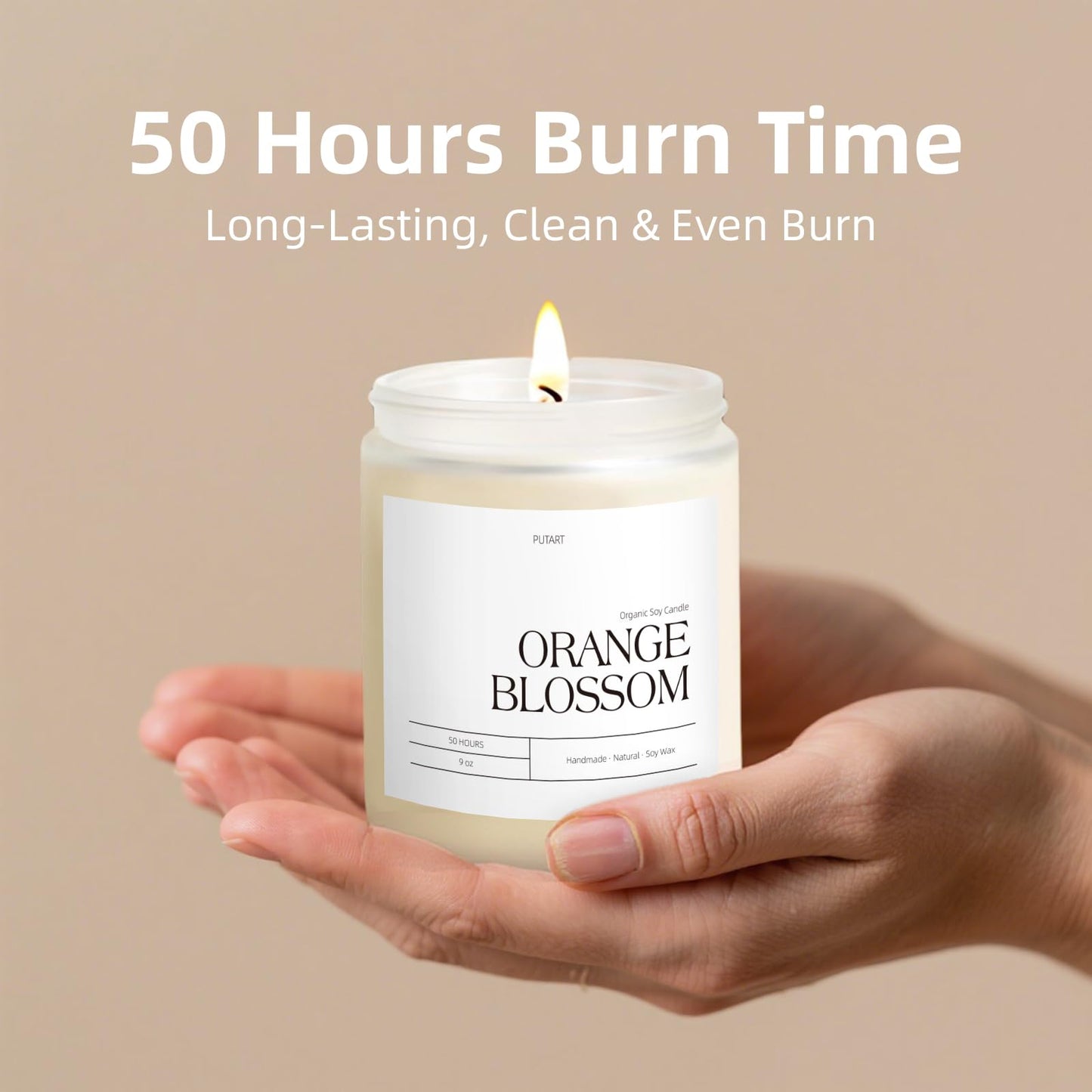 Putart Orange Blossom Candles for Home Scented, Natural Soy Wax Aromatherapy Non Toxic Candle for Stress Relief, Long Burning & Lasting Candle Gifts for Halloween, Birthday, Christmas, Thanksgiving
